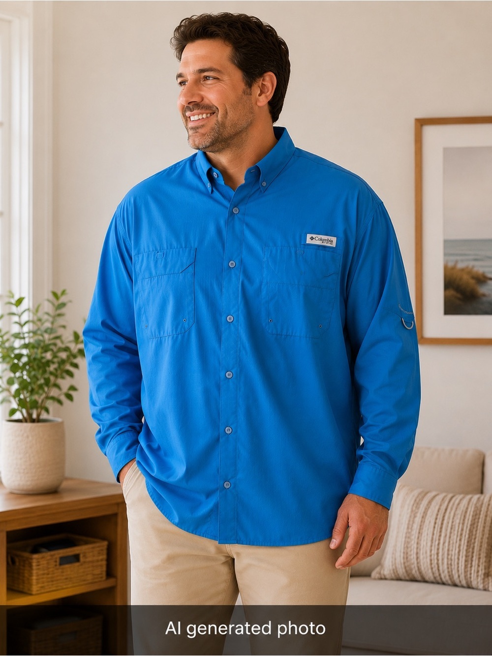 Columbia PFG Tamiami II Fishing Shirt – XXL Long Sleeve Bright turquoise